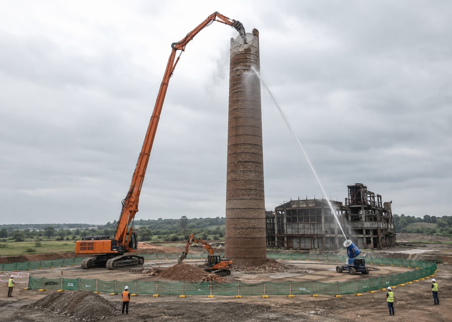 Industrial chimney demolition