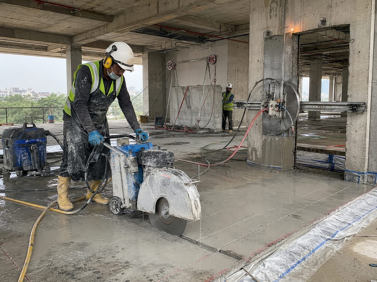 Diamond wall saw and RCC slab cutting services