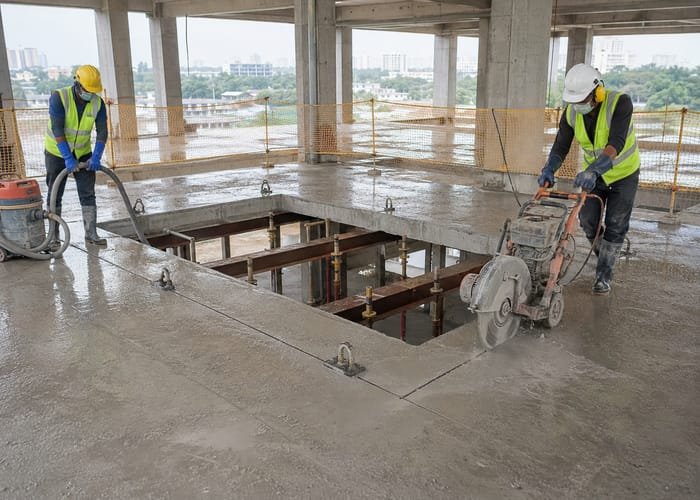 RCC slab and floor cutting
