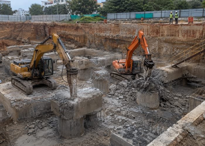 Unfinished foundation demolition