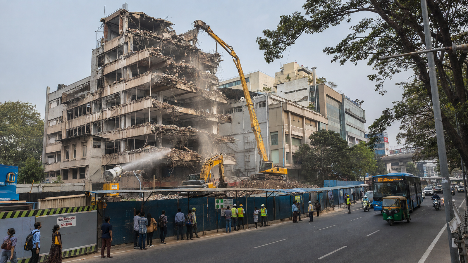building demolition work started in mg road Bangalore