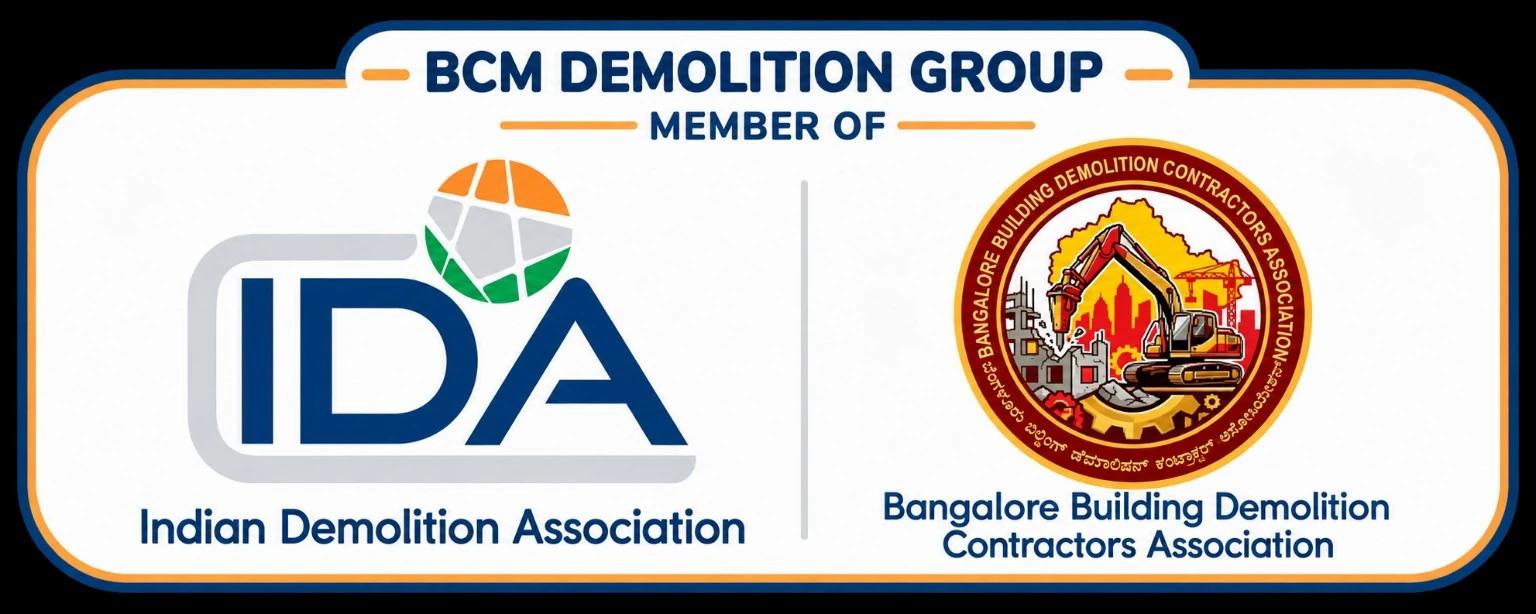 BCM Demolition Group — Indian Demolition Association and Bangalore Demolition Association membership badge